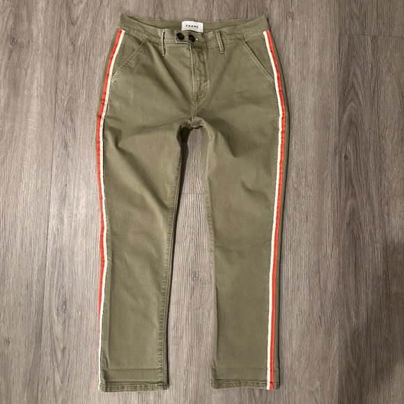 Frame Denim Pants - FRAME Olive Side Stripe Trouser Pant Sz 26 NEW $428!!